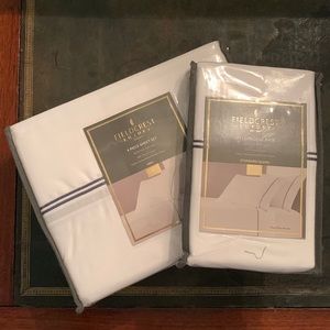 Navy Blue Border Luxury King Sheet set & extra standard pillowcases